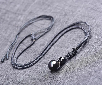 Black Obsidian Rainbow Eye Crystal Protection Pendant Necklace - Mystara.shop