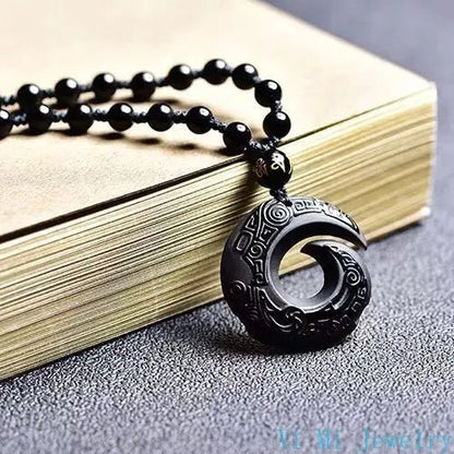 Black Obsidian Spiral Pendant Necklace for Protection & Healing - Mystara.shop