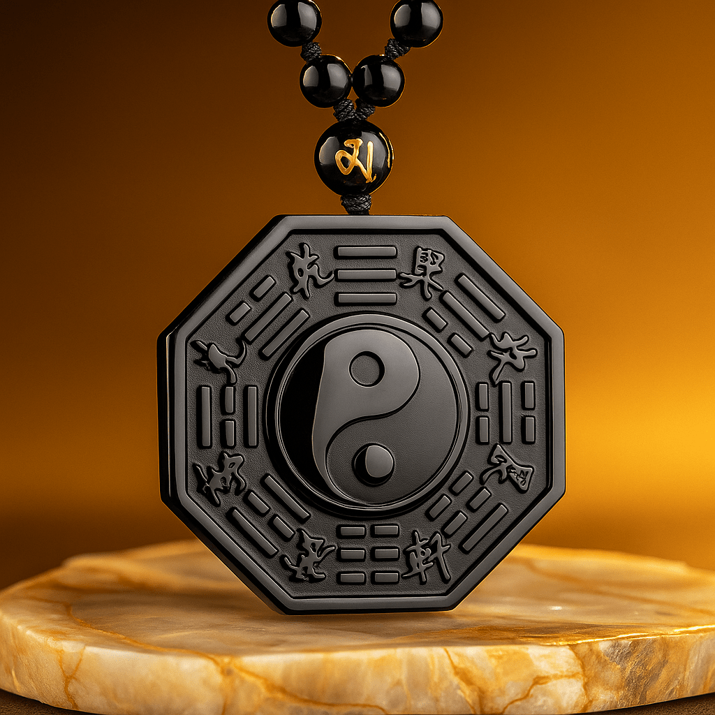 Black Obsidian Yin Yang Fish Pendant Amulet for Protection - Mystara.shop