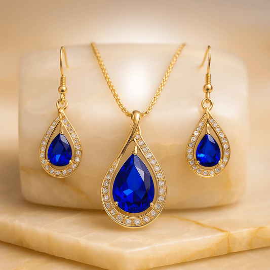 Double Drop Crystal Set Necklace Earrings - Mystara.shop