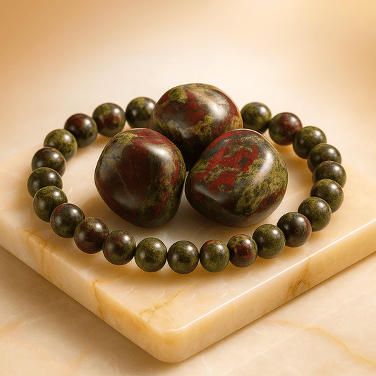 Dragon Blood Jasper Elastic Beaded Bracelet for Men & Women - Mystara.shop