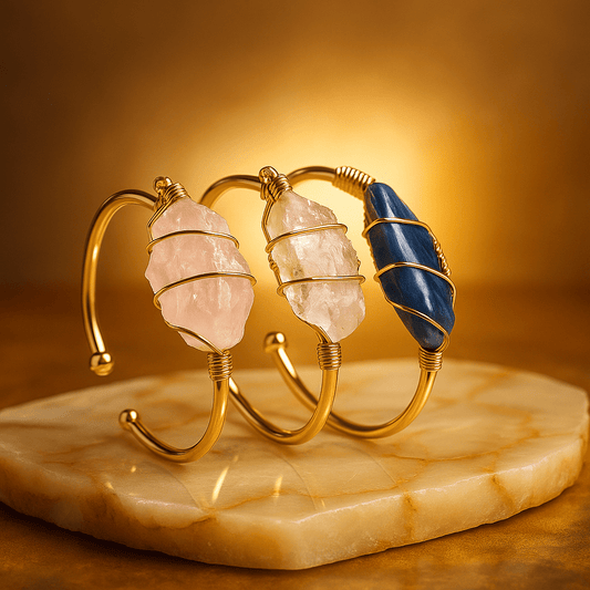 Explosive Natural Crystal Rough Stone Gold Winding Unshaped Bracelet Jewelry Crystal Bracelet - Mystara.shop