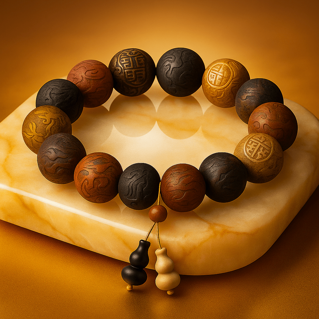 Handmade Wood Beaded Buddhist Prayer Bracelet with Pendant - Mystara.shop