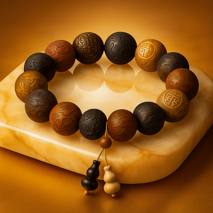 Handmade Wood Beaded Buddhist Prayer Bracelet with Pendant - Mystara.shop