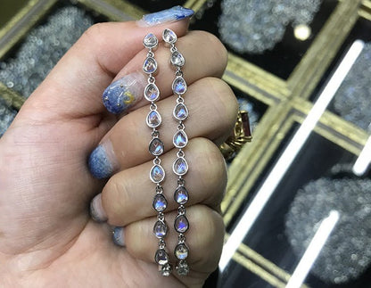 Hengshan Natural Moonstone Tassel Earrings - Mystara.shop