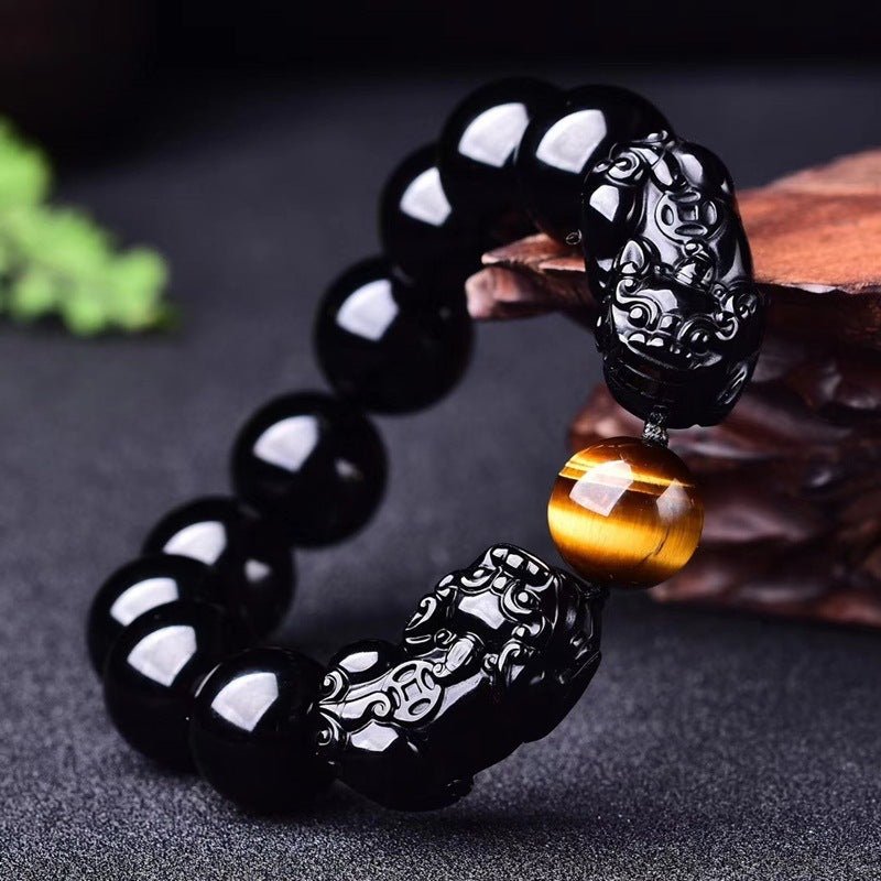 Lucky Obsidian Pixiu Bracelet Transfer Bracelet - Mystara.shop