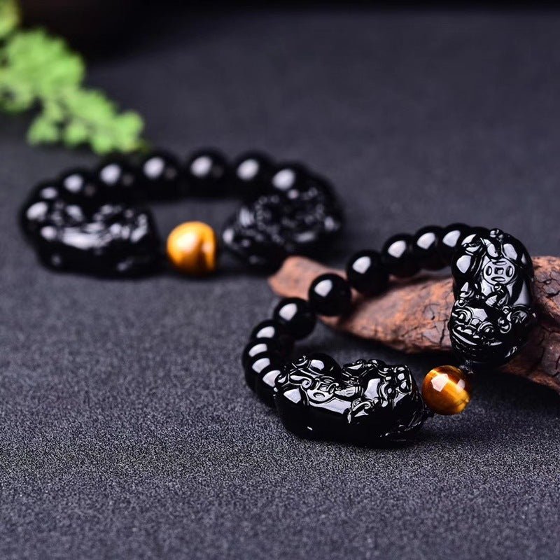 Lucky Obsidian Pixiu Bracelet Transfer Bracelet - Mystara.shop