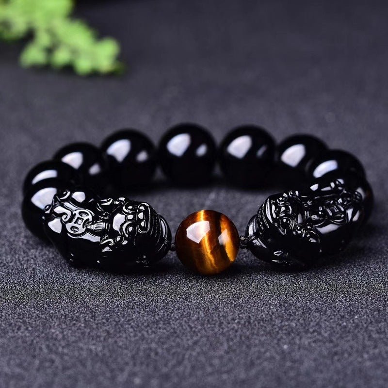 Lucky Obsidian Pixiu Bracelet Transfer Bracelet - Mystara.shop