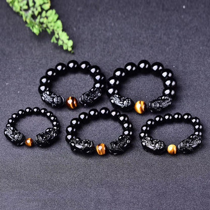 Lucky Obsidian Pixiu Bracelet Transfer Bracelet - Mystara.shop