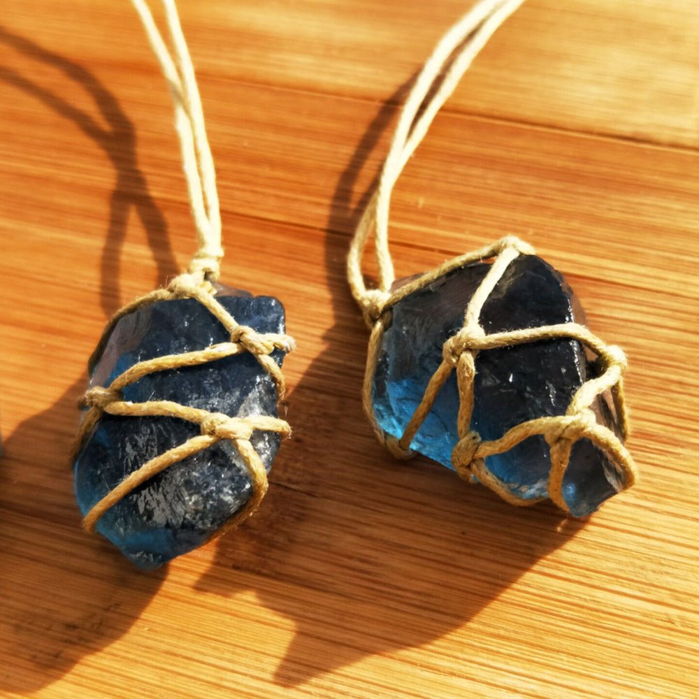 Natural crystal fluorite rough stone pendant - Mystara.shop