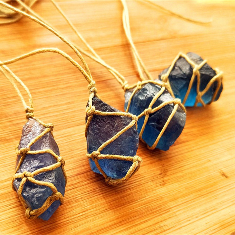 Natural crystal fluorite rough stone pendant - Mystara.shop