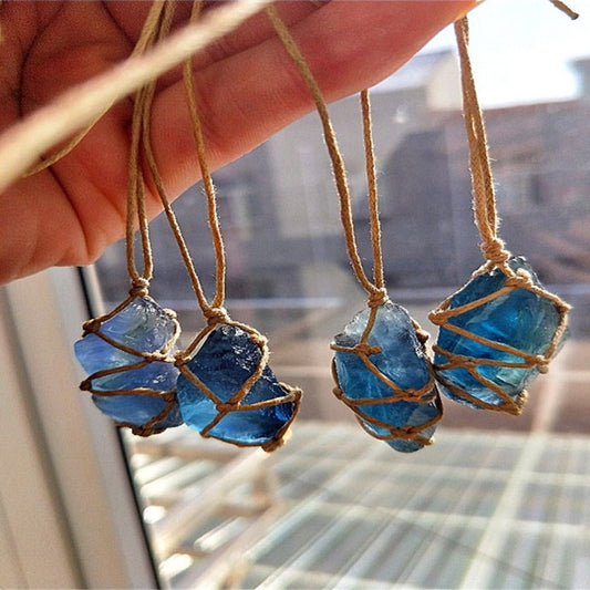 Natural crystal fluorite rough stone pendant - Mystara.shop