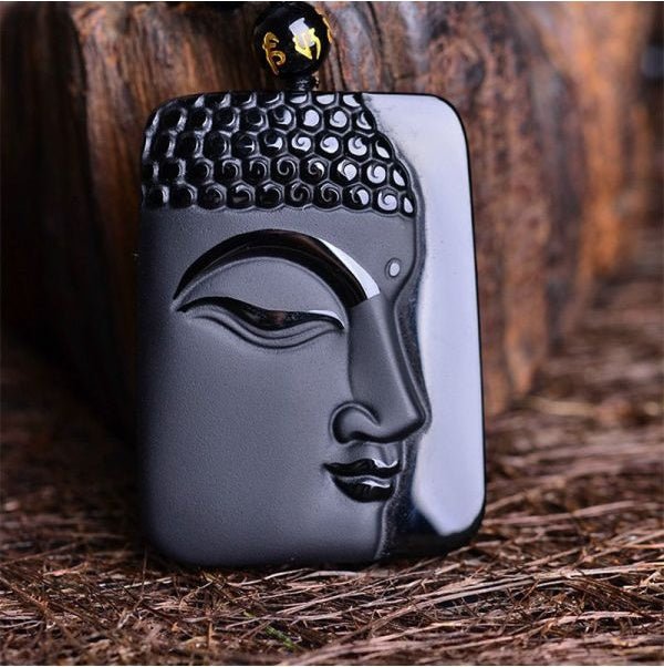 Natural Obsidian Buddha Pendant Amulet - Mystara.shop