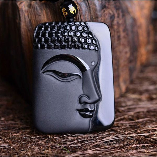 Natural Obsidian Buddha Pendant Amulet - Mystara.shop