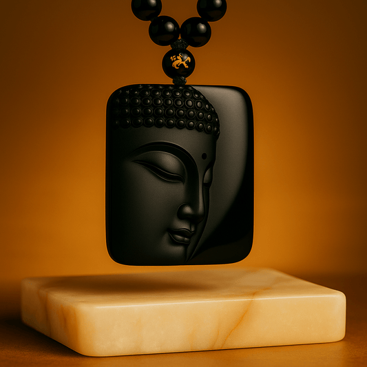 Natural Obsidian Buddha Pendant Amulet - Mystara.shop
