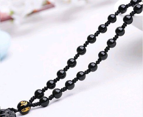 Natural Obsidian Carving Guan Gong Pendant, Men and Women Domineering Fortune God Pendant Obsidian Guan Gong Pendant - Mystara.shop