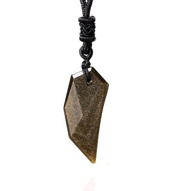 Natural Sands Obsidian Calendula Wolf Tooth Pendant - Mystara.shop