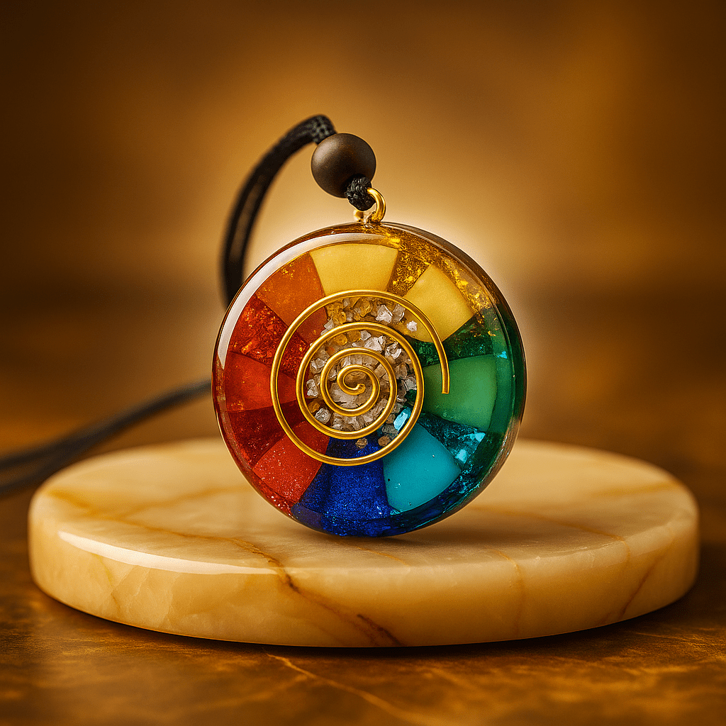 Orgone Chakra Crystal Pendant with Spiral Coil for Protection - Mystara.shop