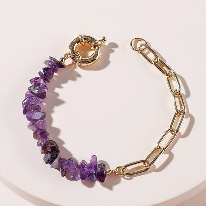 Qingdao Daiwei Jewelry Rough Stone Crystal Amethyst Stone Chain Bracelet - Mystara.shop