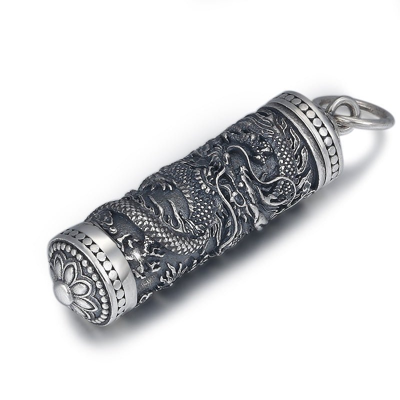 S925 Sterling Silver Ornament Tenglong Pattern Niche For A Statue Of The Buddha Pendant - Mystara.shop