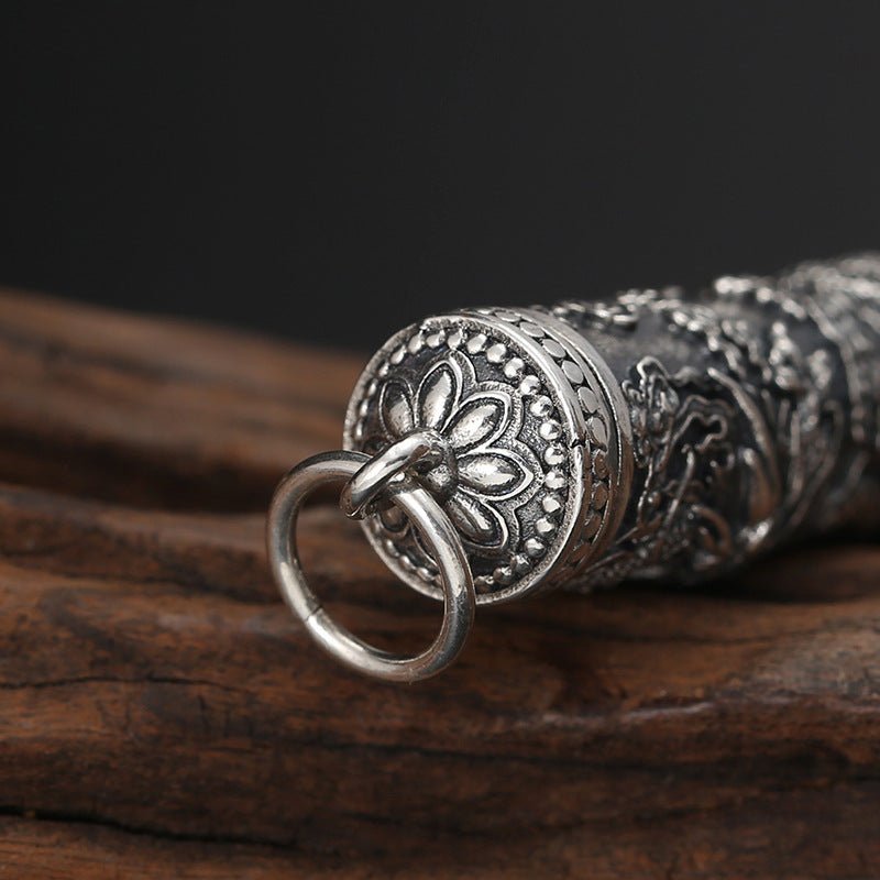 S925 Sterling Silver Ornament Tenglong Pattern Niche For A Statue Of The Buddha Pendant - Mystara.shop