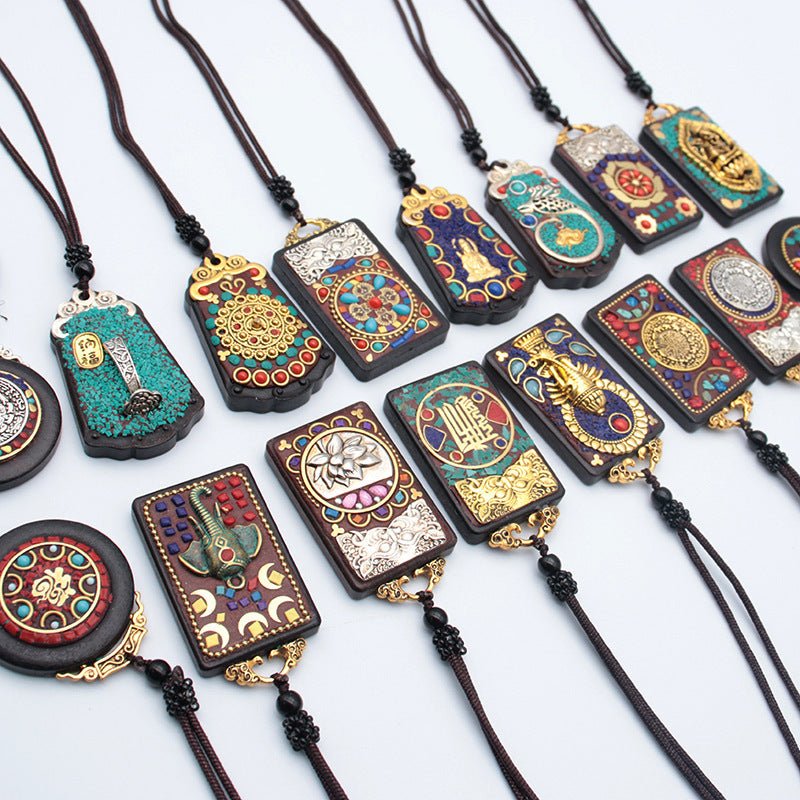 Tibetan Thangka Vintage Necklace Blackwood - Mystara.shop