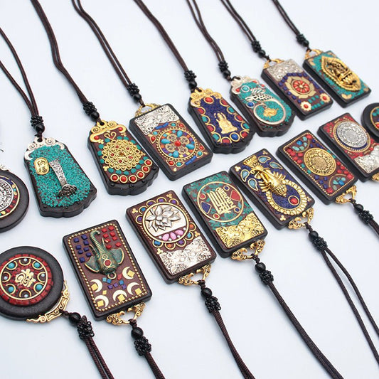 Tibetan Thangka Vintage Necklace Blackwood - Mystara.shop