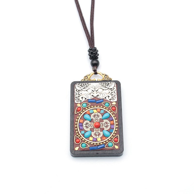 Tibetan Thangka Vintage Necklace Blackwood - Mystara.shop