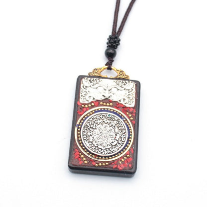 Tibetan Thangka Vintage Necklace Blackwood - Mystara.shop