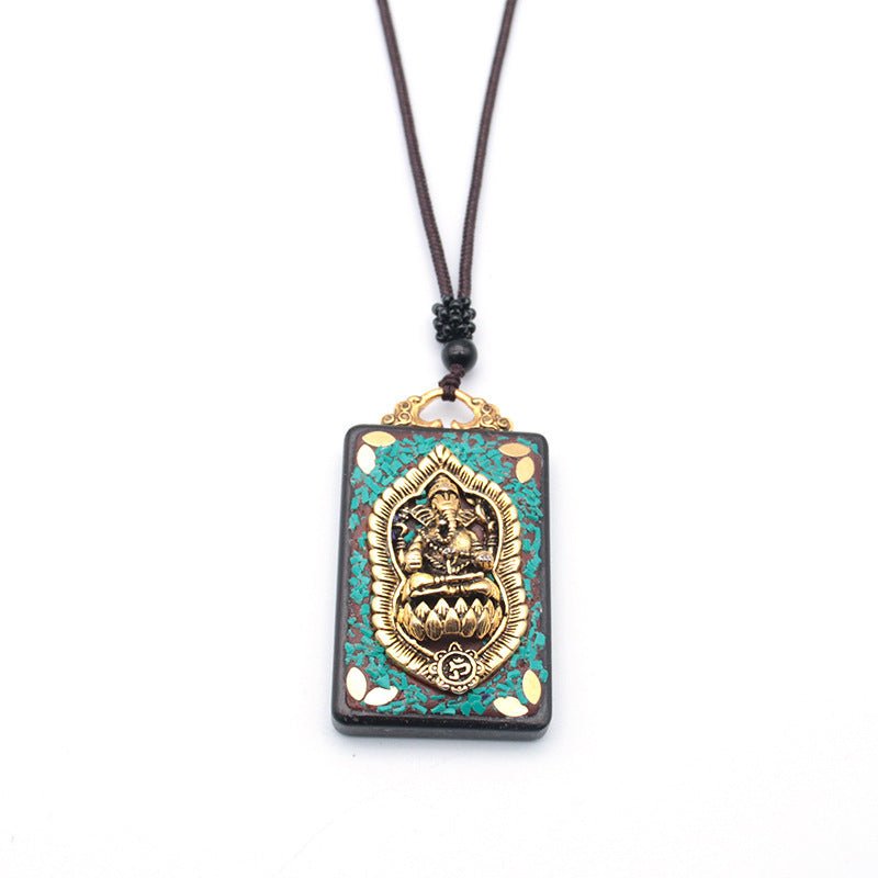 Tibetan Thangka Vintage Necklace Blackwood - Mystara.shop