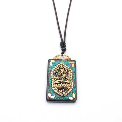 Tibetan Thangka Vintage Necklace Blackwood - Mystara.shop