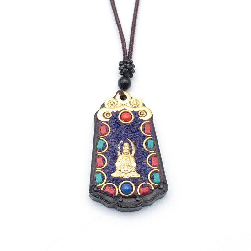 Tibetan Thangka Vintage Necklace Blackwood - Mystara.shop