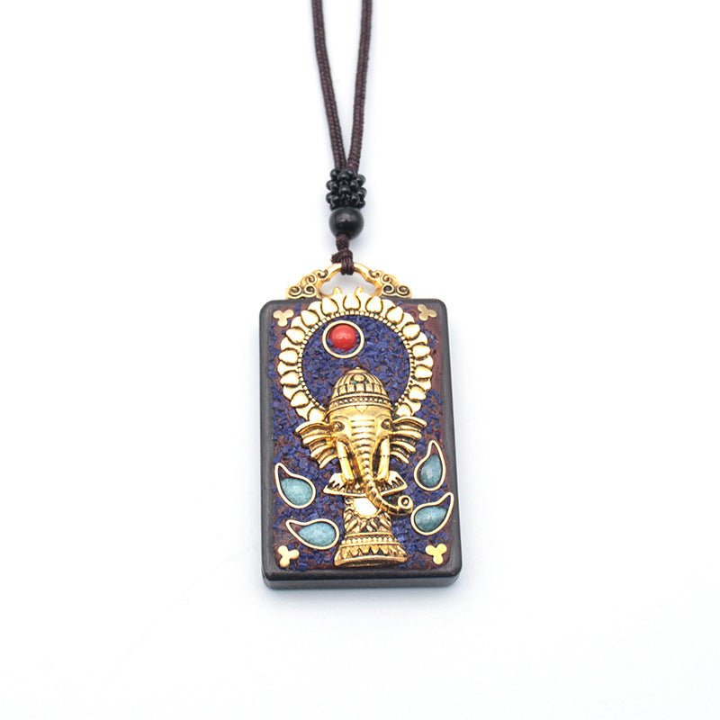 Tibetan Thangka Vintage Necklace Blackwood - Mystara.shop