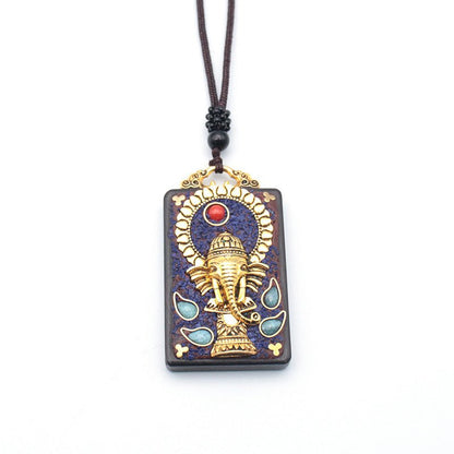 Tibetan Thangka Vintage Necklace Blackwood - Mystara.shop