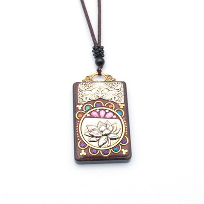 Tibetan Thangka Vintage Necklace Blackwood - Mystara.shop