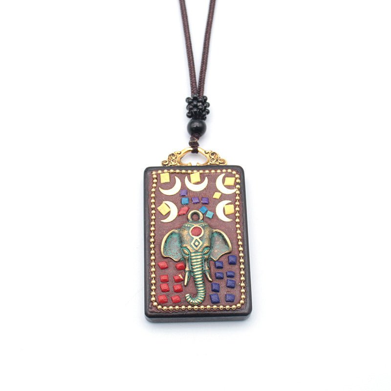 Tibetan Thangka Vintage Necklace Blackwood - Mystara.shop