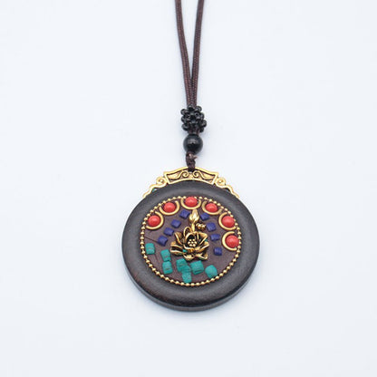 Tibetan Thangka Vintage Necklace Blackwood - Mystara.shop