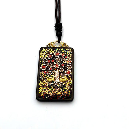 Tibetan Thangka Vintage Necklace Blackwood - Mystara.shop
