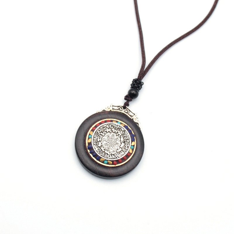 Tibetan Thangka Vintage Necklace Blackwood - Mystara.shop