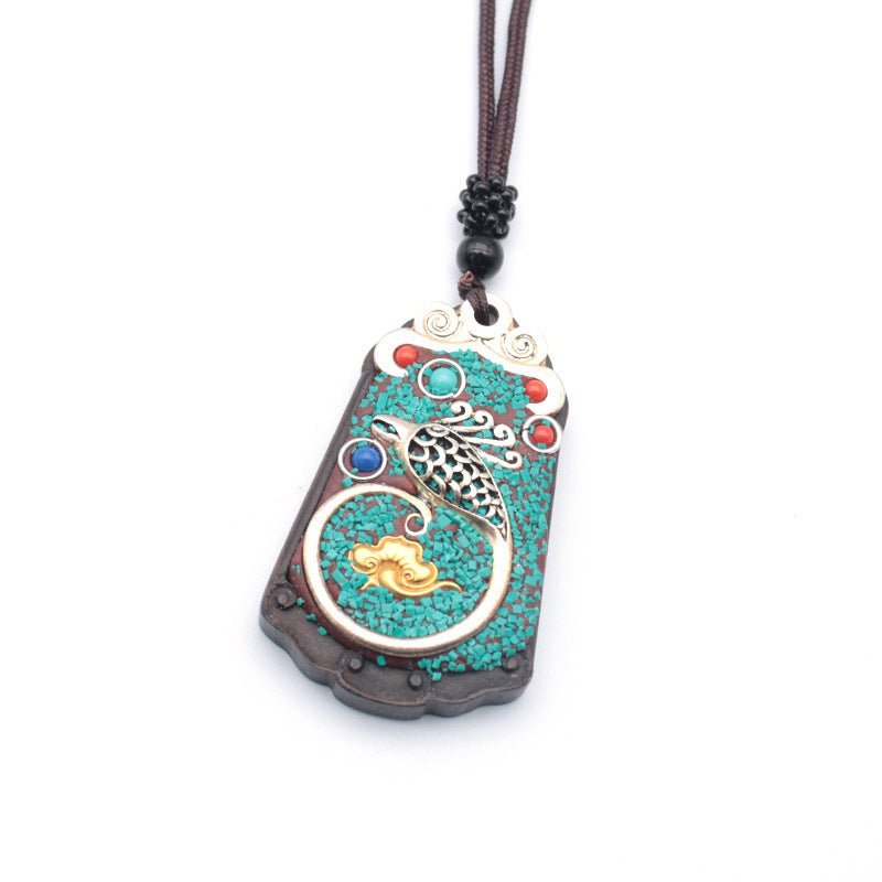 Tibetan Thangka Vintage Necklace Blackwood - Mystara.shop