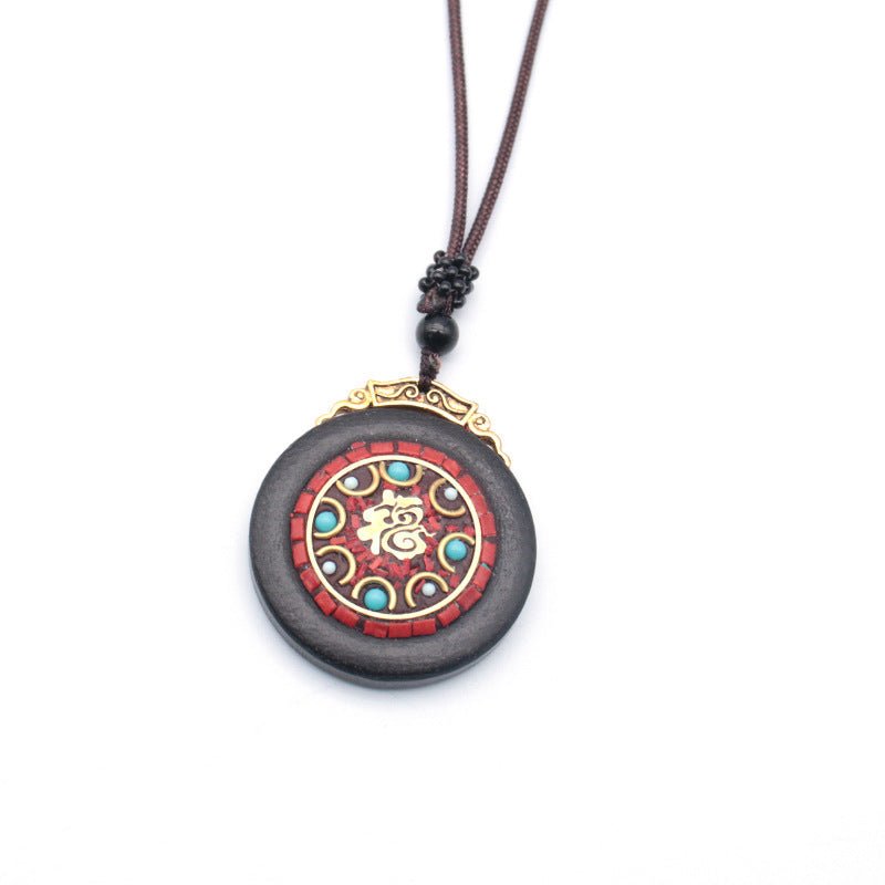Tibetan Thangka Vintage Necklace Blackwood - Mystara.shop