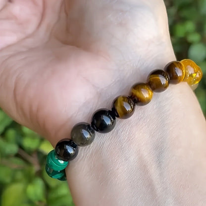 Universal Natural Stone Bracelet Citrine Dongling Stone Malachite Bracelet - Mystara.shop
